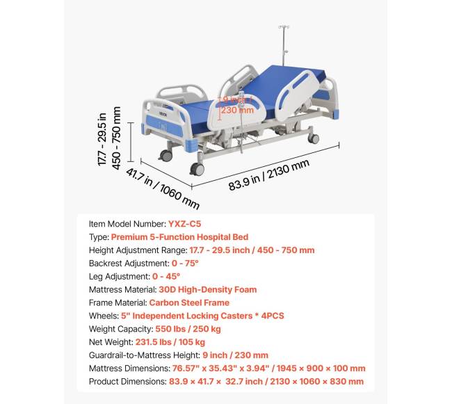Elektrinė ligoninės lova su 5 funkcijomis6
