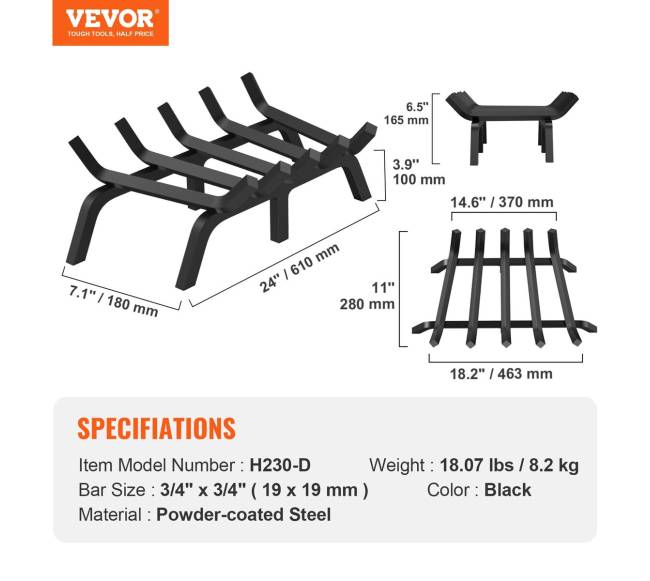 Židinio malkų sargis su 6 kojelėmis6