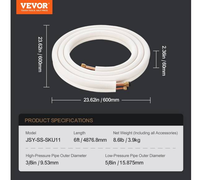 Mini split jungtis su variniu vamzdžiu6