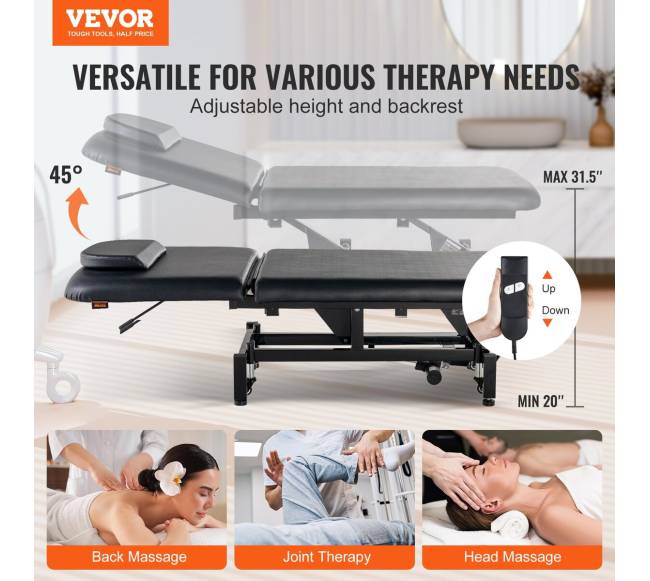 Elektrinis masažo stalas su reguliuojamu atlošu1