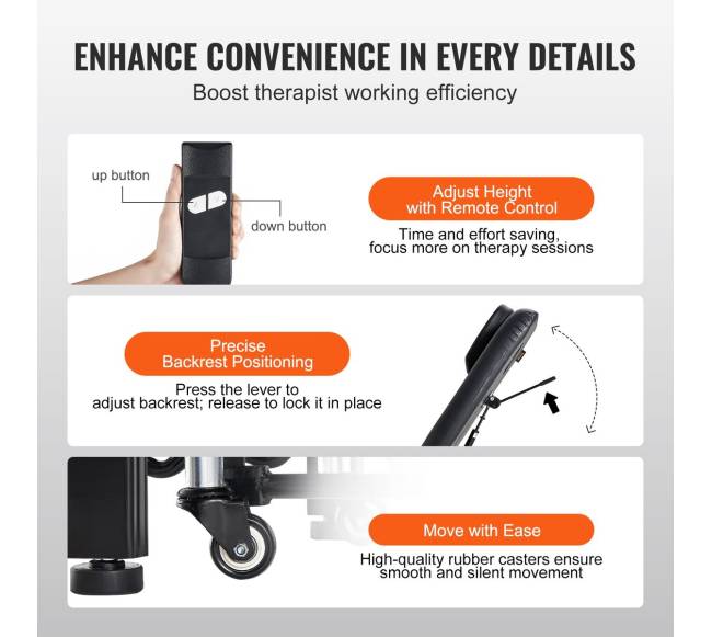 Elektrinis masažo stalas su reguliuojamu atlošu3