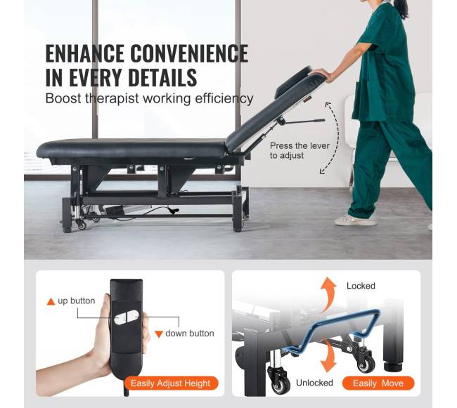 Elektrinis masažo stalas su reguliuojamu atlošu4