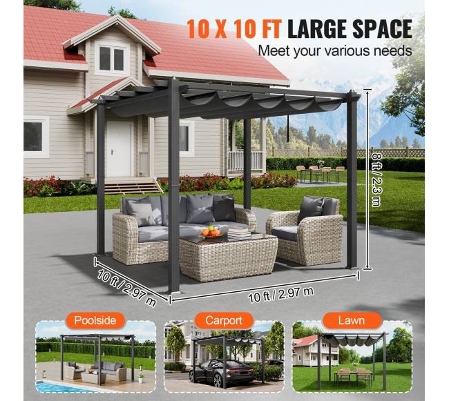 lauko pergola su skydeliu nuo saulės4