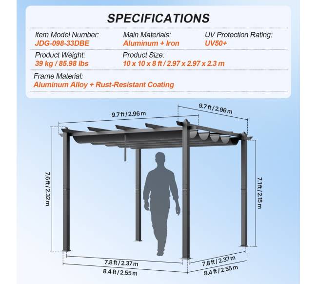 lauko pergola su skydeliu nuo saulės6