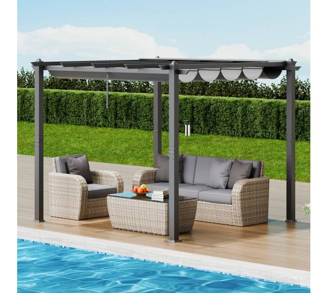 lauko pergola su skydeliu nuo saulės7