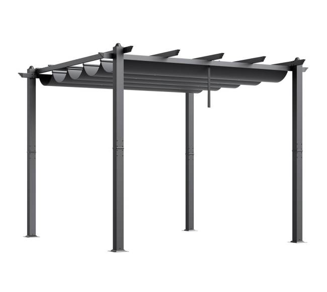 lauko pergola su skydeliu nuo saulės8