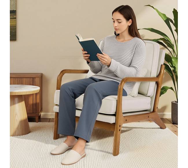 Viduramžių moderni krėslinė kėdė su lininiais apmušalais7