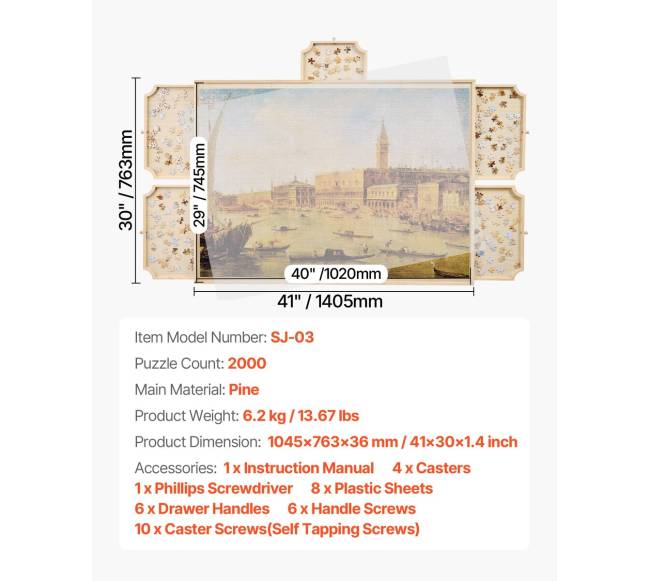 2000 dalių dėlionių stalas su stalčiais6