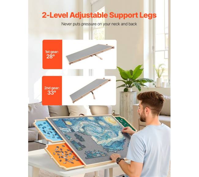 Medinė dėlionės lenta su stalčiais 86x63cm4