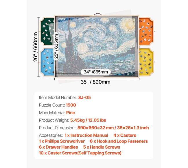 Medinė dėlionės lenta su stalčiais 86x63cm6