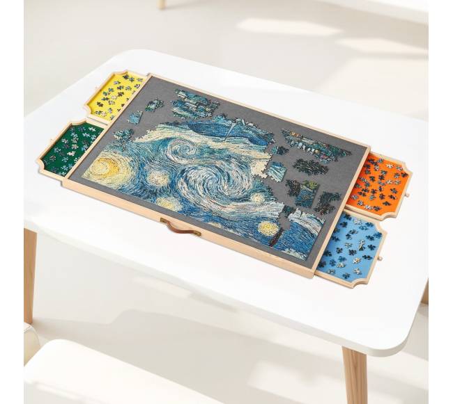 Medinė dėlionės lenta su stalčiais 86x63cm7