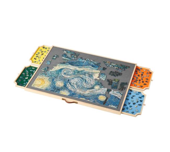 Medinė dėlionės lenta su stalčiais 86x63cm8