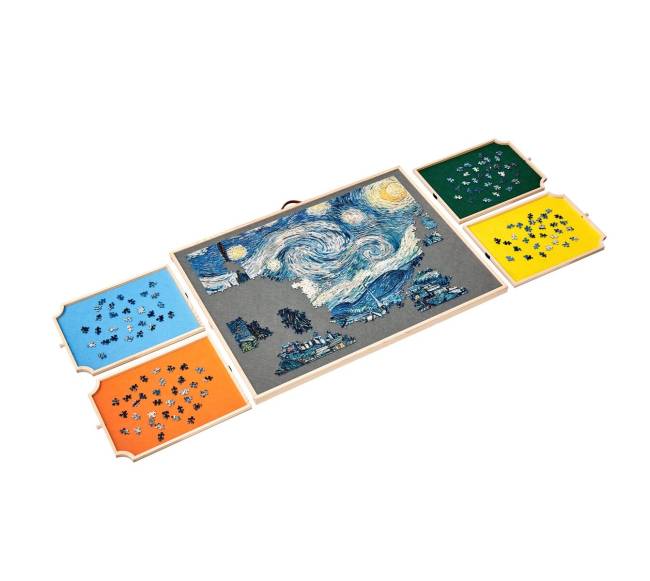 Medinė dėlionės lenta su stalčiais 86x63cm9