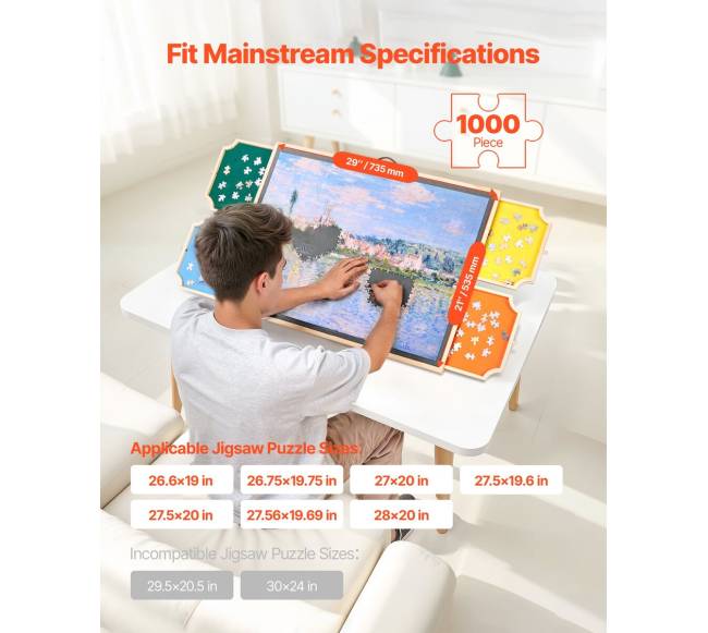 Medinė dėlionių lenta su stalčiais 73x53 cm1