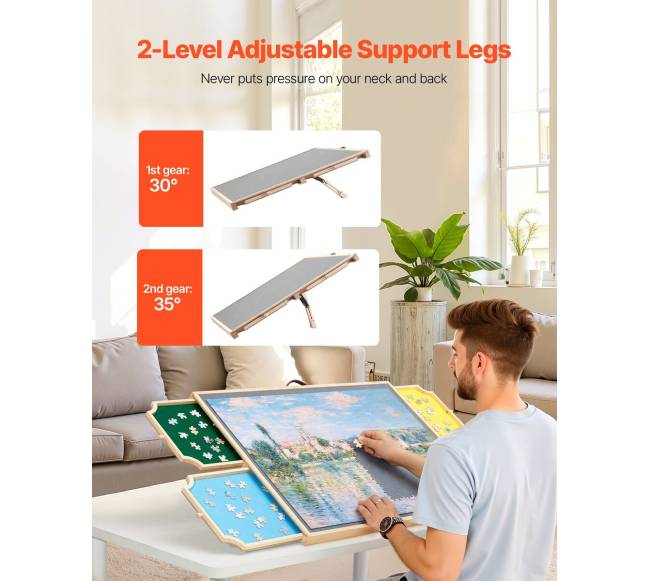 Medinė dėlionių lenta su stalčiais 73x53 cm4