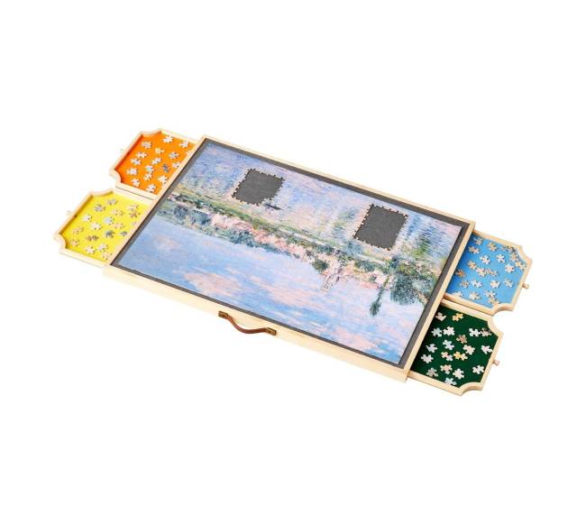 Medinė dėlionių lenta su stalčiais 73x53 cm8