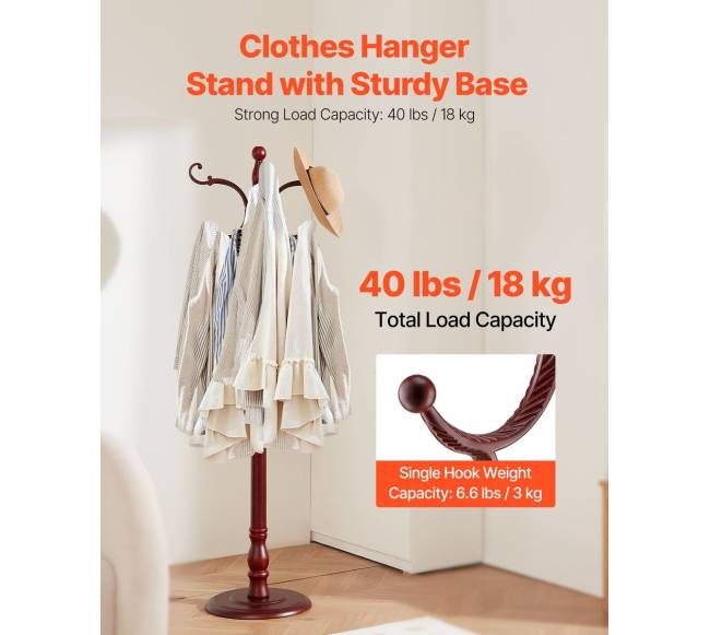 Medinė pastatoma drabužių kabykla su 11 kabliukų1