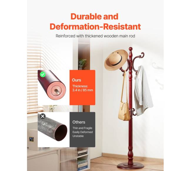 Medinė pastatoma drabužių kabykla su 11 kabliukų2