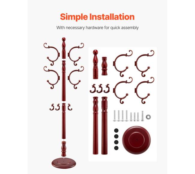 Medinė pastatoma drabužių kabykla su 11 kabliukų5