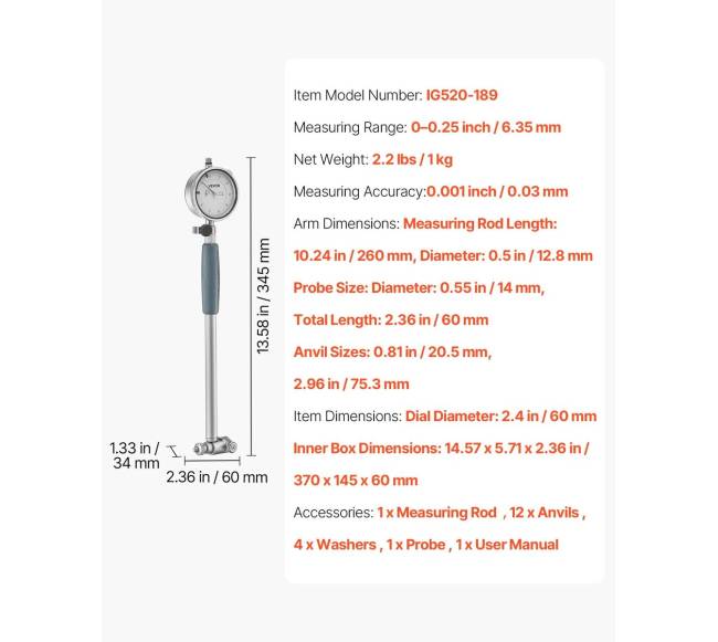 Indikatorius ir matuoklis su 0.03 mm tikslumu6