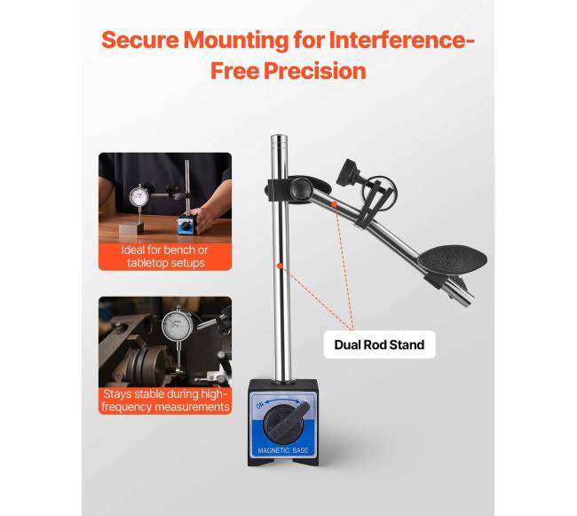 Indikatorius su stovu ir dėklu, tikslumas 0,03 mm3