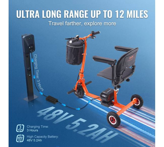 Nešiojamas triračis judumo motoroleris senjorams3