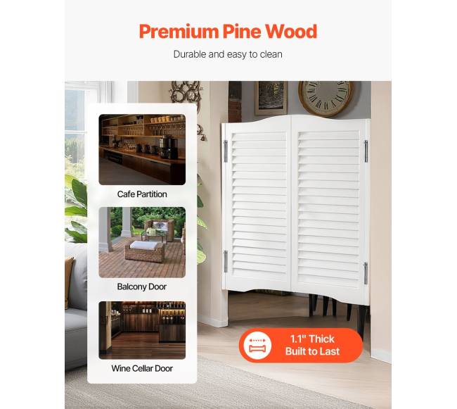 Supynės durys kavinėms, pušis, baltos, 81.3x91.4 cm2