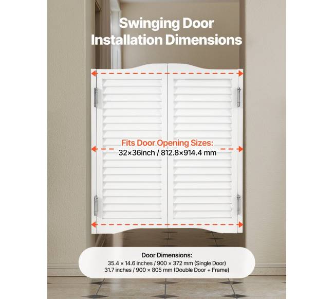 Supynės durys kavinėms, pušis, baltos, 81.3x91.4 cm4