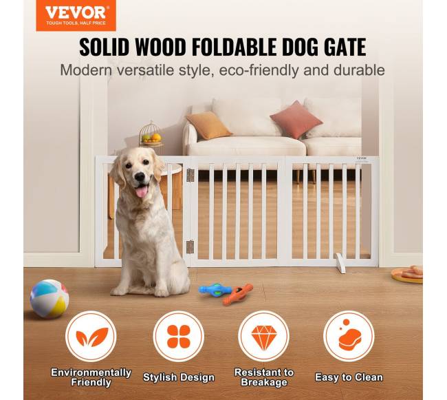 Sulankstomi šunų varteliai 60 cm x 152 cm balti1