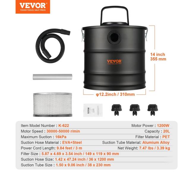 Pelenų siurblys, 20 L, 1200W galia6