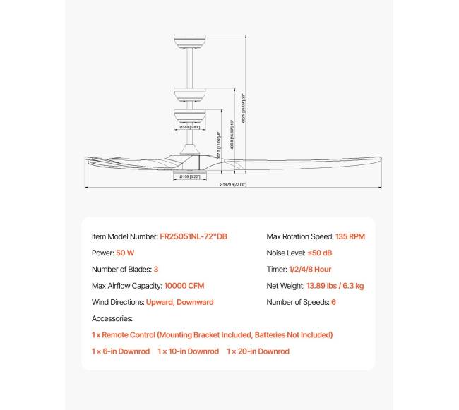 182 cm medinės mentės lubų ventiliatorius6