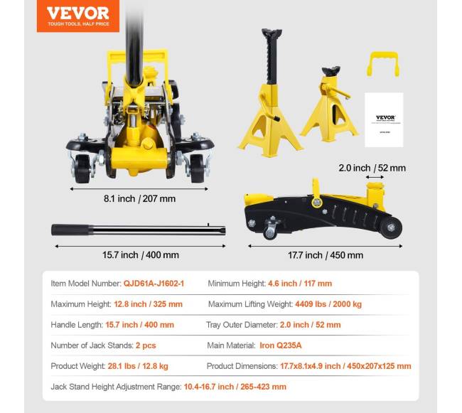 Žemas grindinis domkratas 2 tonų hidraulinis6
