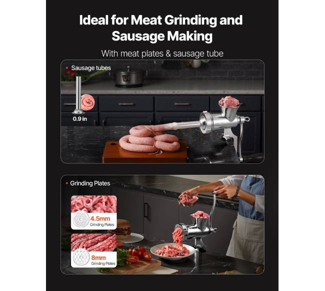 Rankinė mėsmalė nerūdijančio plieno su spaustuku3