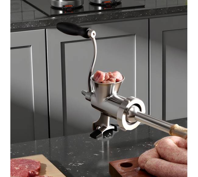 Rankinė mėsmalė nerūdijančio plieno su spaustuku7