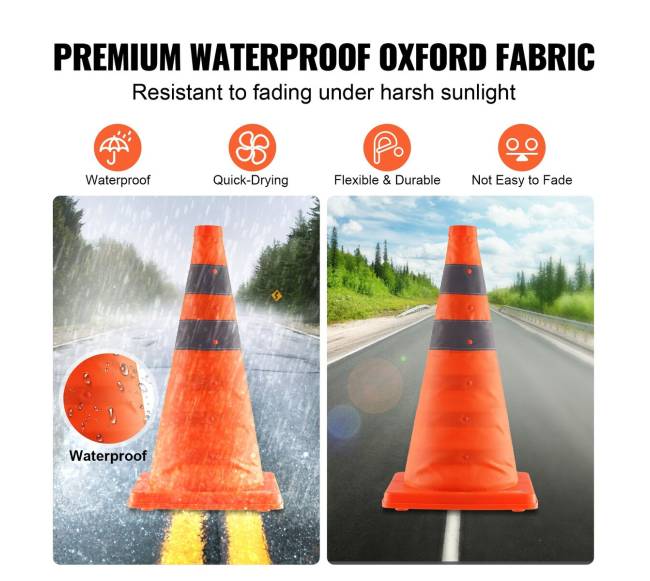 Kelių kūgiai, 4 vnt. 45 cm sulankstomi su šviesą atspindinčiais4