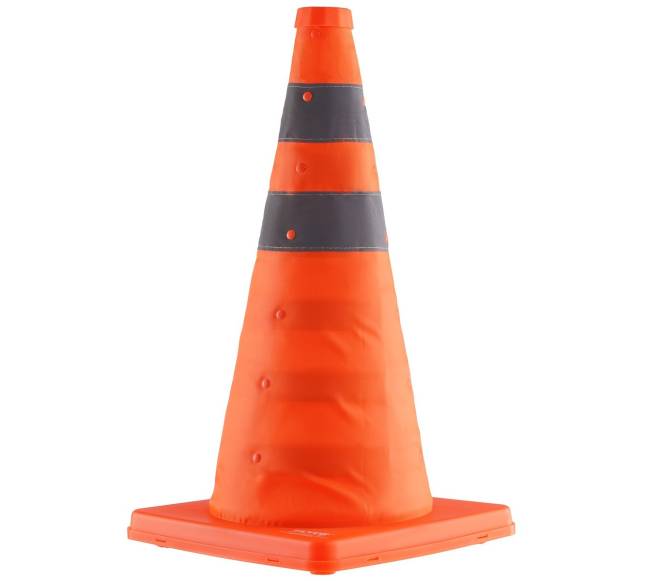 Kelių kūgiai, 4 vnt. 45 cm sulankstomi su šviesą atspindinčiais10