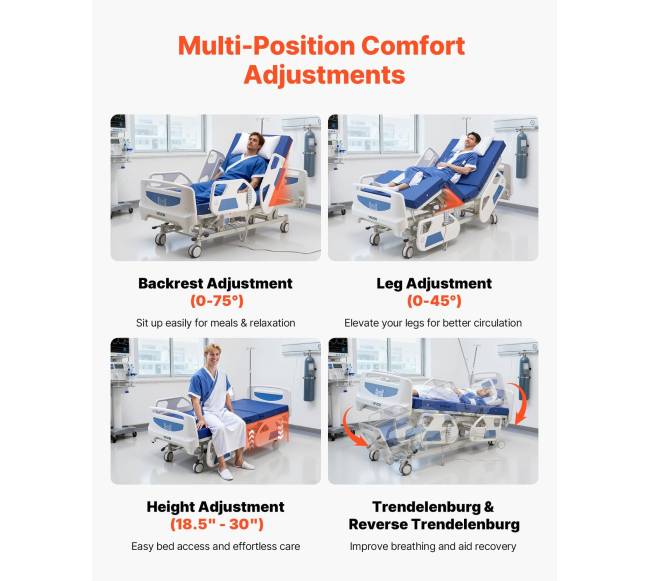 Elektrinė funkcinė ligoninės lova su Trendelenburg funkcija1