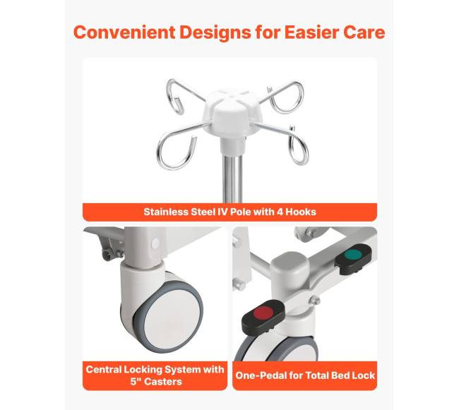 5 funkcijų elektrinė ligoninės lova namams5