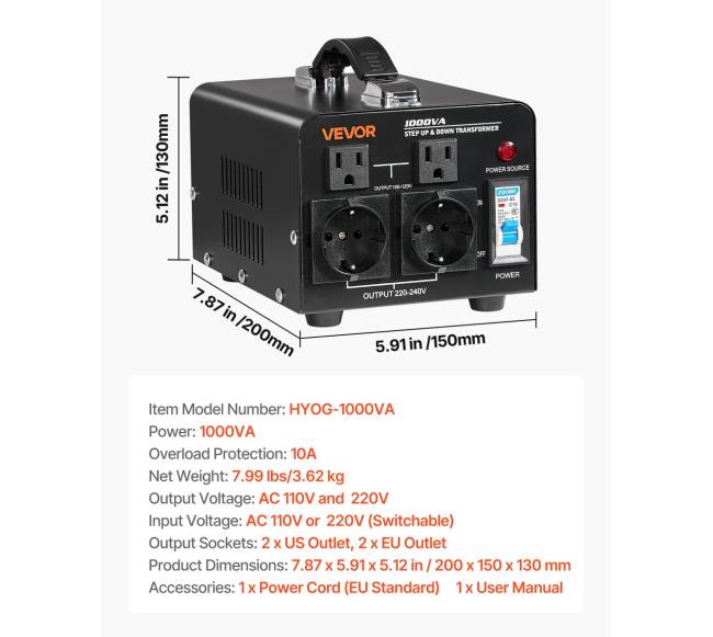 Įtampos keitiklis transformatorius 1000VA6