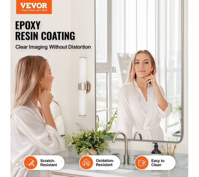 Kvadratinis sieninis veidrodis su aliuminio rėmu1