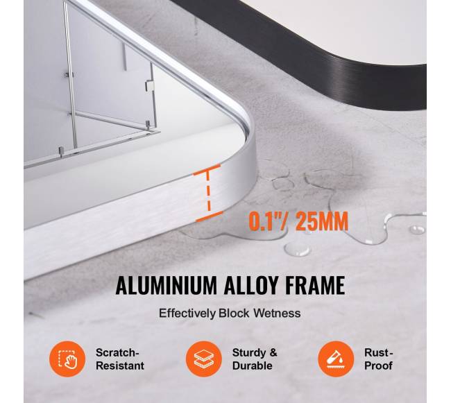 Kvadratinis sieninis veidrodis su aliuminio rėmu3