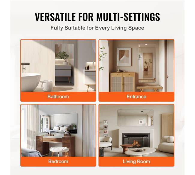 Kvadratinis sieninis veidrodis su aliuminio rėmu4