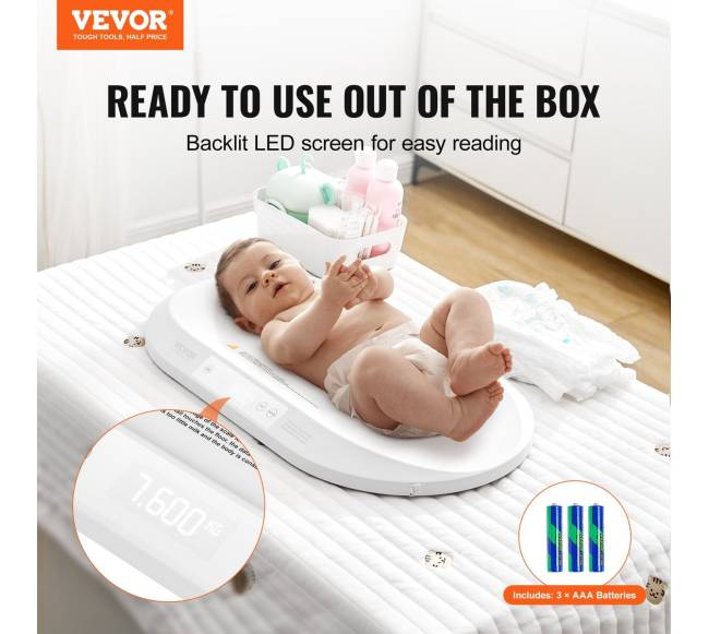 Kūdikio svarstyklės su matavimo juosta ir funkcijomis1