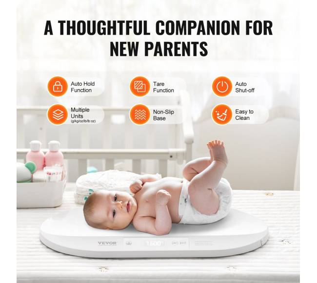 Kūdikio svarstyklės su matavimo juosta ir funkcijomis3