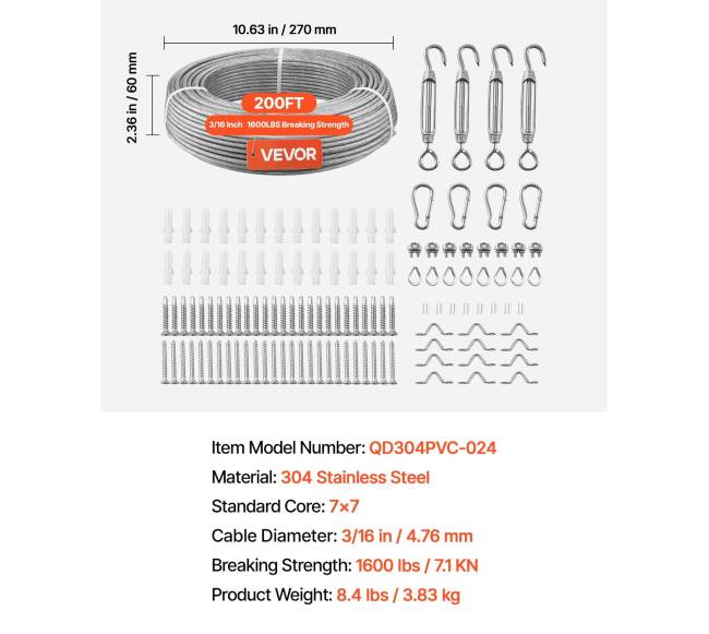 4,76 mm nerūdijančio plieno lynų rinkinys6