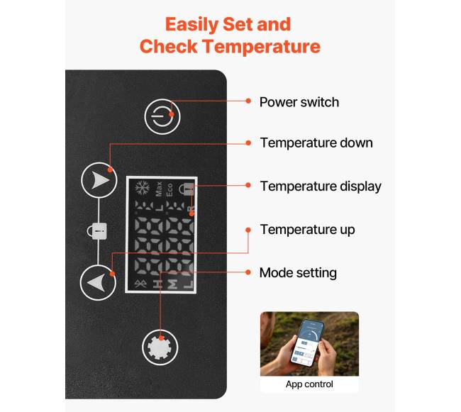 Automobilinis šaldytuvas su kompresoriumi ir valdymu4