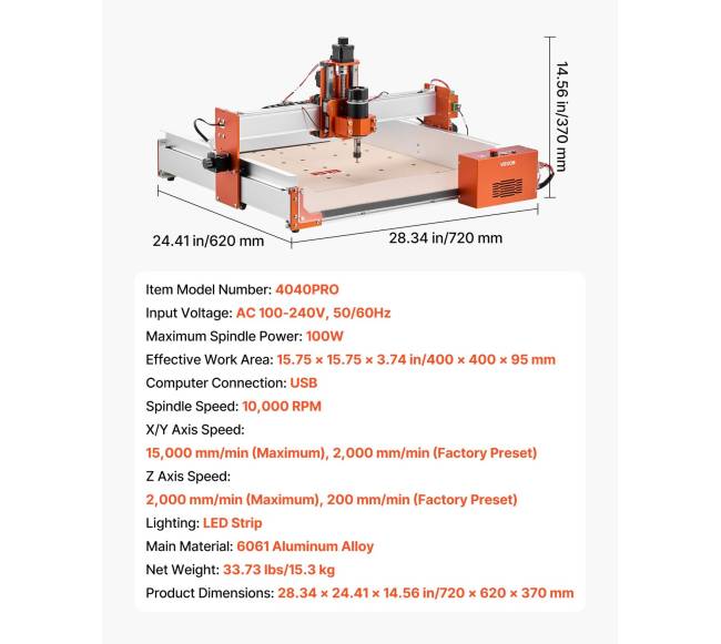 CNC frezavimo staklės su 100 W verpste6