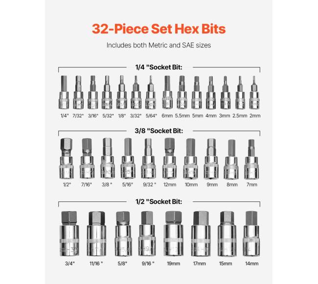 32 dalių šešiakampių galvučių rinkinys2