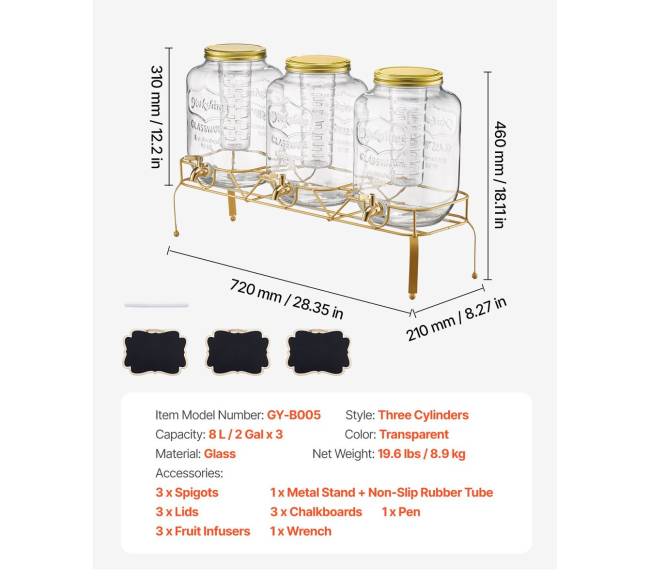 Gėrimų dozatorius su stovu 8 l6