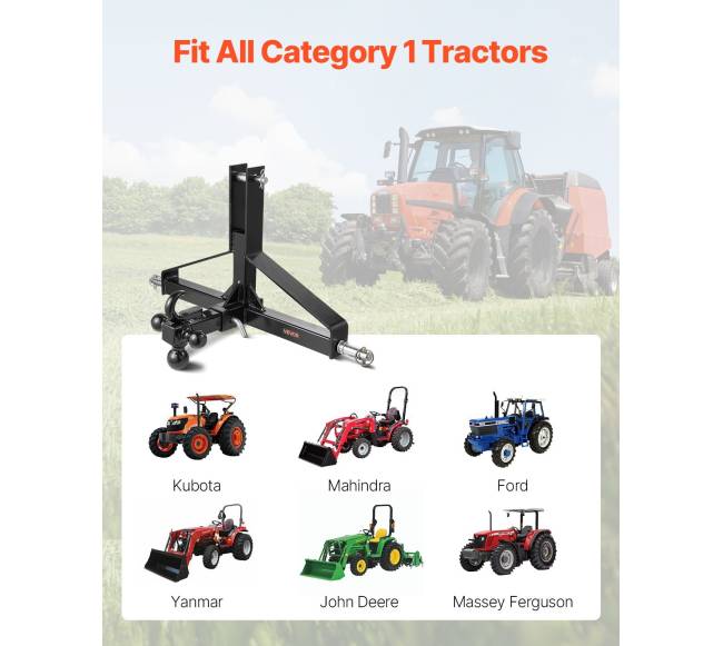 3 taškų traktoriaus priekabos kablys su 2 colių lizdu1